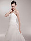  A-line/Princess Side-Draped Cathedral Train Luxury Wedding Dress With Beaded Appliques