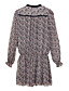  FASHION IDOL Style / Tied Printed Long Sleeves V Neckline Chiffon Dress / Women's Dresses (FF-1802BD0017-0857)