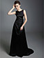  Stretch Satin A-line Bateau Sweep Train Evening Dress inspired by Simona Ventura at Venice Film Festival
