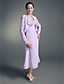  A-line Straps Tea-length Chiffon Stretch Satin Mother of the Bride Dress With A Wrap