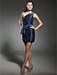  Taffeta Sheath/ Column One Shoulder Short/Mini Beaded Cocktail Dress inspired by Grammy