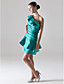  une ligne une robe de cocktail en satin court / mini-épaule