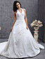  A-line Halter Chapel Train Taffeta Wedding Dress