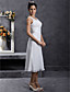  Sheath/Column Scoop Tea-length Chiffon Wedding Dress