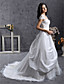  a-line off-the-spalla Corte dei treni organza taffetà abito da sposa