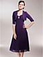  A-line V-neck Tea-length Chiffon Mother of the Bride Dress With A Wrap