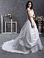  a-line off-the-spalla Corte dei treni organza taffetà abito da sposa