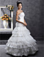  A-line Strapless Floor-length Taffeta Tulle Wedding Dress
