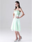  A-line Strapless Knee-length Satin Lace Bridesmaid/Homecoming Dress