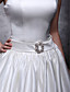  Ball Gown Strapless Chapel Train Satin Wedding Dress
