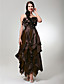  Chiffon Taffeta A-line Strapless Tea-length Evening Dress