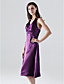  A-line Halter Tea-length Stretch Satin Bridesmaid/Wedding Party Dress