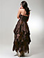  Chiffon Taffeta A-line Strapless Tea-length Evening Dress