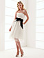  a-line sin tirantes hasta la rodilla organza vestido de novia de raso sobre