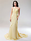  Chiffon Sheath/ Column One Shoulder Court Train Evening Dress inspired by Cat Deeley at Emmy Award