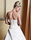  A-line Scalloped-Edge Neckline Court Train Satin Wedding Dress With A Wrap