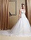  Ball Gown Strapless Chapel Train Wedding Dress