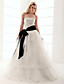  palla abito senza spalline in raso pavimento-lunghezza abito da sposa in tulle