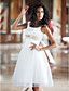  A-line Bateau Sleeveless Satin Tulle Knee-length Wedding Dress
