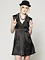  TS Metallic Embellished High Waist Lapel Pleated Vest Dress