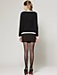  Black Classic Style Bows Classic Long Sleeves Round Neckline Short Style Coat / Women's Coats (FF-C-BL0736004)