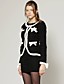  Black Classic Style Bows Classic Long Sleeves Round Neckline Short Style Coat / Women's Coats (FF-C-BL0736004)