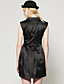  TS Metallic Embellished High Waist Lapel Pleated Vest Dress