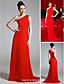  Chiffon Sheath/Column One Shoulder Sweep/Brush Train Evening Dress inspired by Debra Messing at Emmy Award