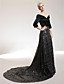  A-line V-neck Court Train Satin And Sequined Evening Dress inspired by Oprah Winfrey at the 83rd Oscar