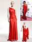  Stretch Satin Sheath/ Column One Shoulder Floor-length Evening Dress inspired by Halle Berry