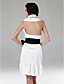 Satin Sheath/Column Halter Short/Mini Cocktail Dress inspired by Zoe Saldana