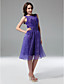  A-line Bateau Knee-length Organza Bridesmaid Dress
