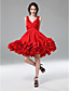  A-line V-neck Knee-length Satin Cocktail Dress