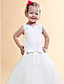 A-line V-neck Floor-length Satin Flower Girl Dress
