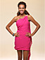  Sheath/Column One Shoulder Short/Mini Watteau Train Chiffon Cocktail Dress