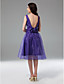  A-line Bateau Knee-length Organza Bridesmaid Dress