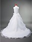  A-line Jewel Court Train Organza Over Satin Flower Girl Dress