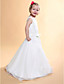  A-line V-neck Floor-length Satin Flower Girl Dress