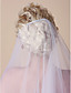  Beautiful Two-tier Fingertip Length Wedding Veil With Lace Applique Edge