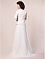  A-line V-neck Sweep/Brush Train Chiffon Mother of the Bride Dress With A Wrap
