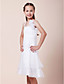  A-line Spaghetti Straps Knee-length Elastic Woven Satin Junior Bridesmaid Dress