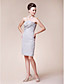  Sheath/ Column Strapless Knee-length Side-Draped Chiffon Mother of the Bride Dress With A Wrap