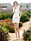  Sheath/ Column One Shoulder Short/ Mini Taffeta Wedding Dress