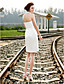  Sheath/ Column Halter Short/ Mini Satin Wedding Dress