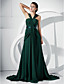  A-line Straps Court Train Chiffon Evening Dress