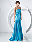 A-line Strapless Sweep/Brush Train Stretch Satin Evening Dress