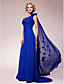  A-line One Shoulder Sweep/Brush Train Chiffon Mother of the Bride Dress