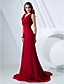  Sheath/Column Cowl Sweep/Brush Train Chiffon Evening Dress