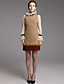  TS Tri Color Long Wool Blended Dress