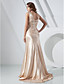  Trumpet/Mermaid V-neck Sweep/Brush Train Charmeuse Evening Dress